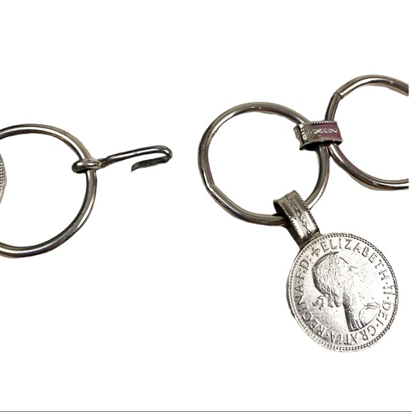 Vintage British Silver Elizabeth Coin Money Chain Circle Waist Belt Boho Grunge - Picture 3 of 6